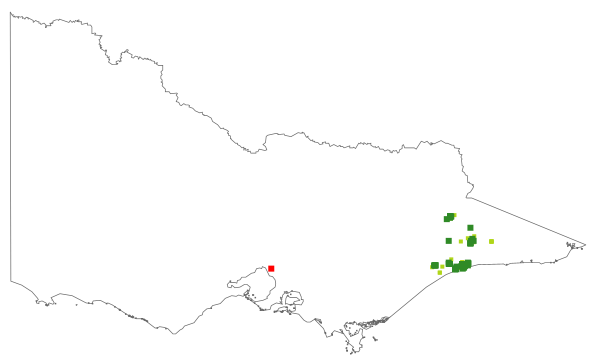 Pomaderris oraria subsp. calcicola (distribution map)